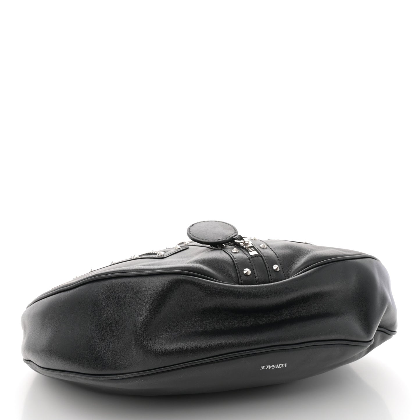 Calfskin Studded Medium Repeat Zip Hobo Black