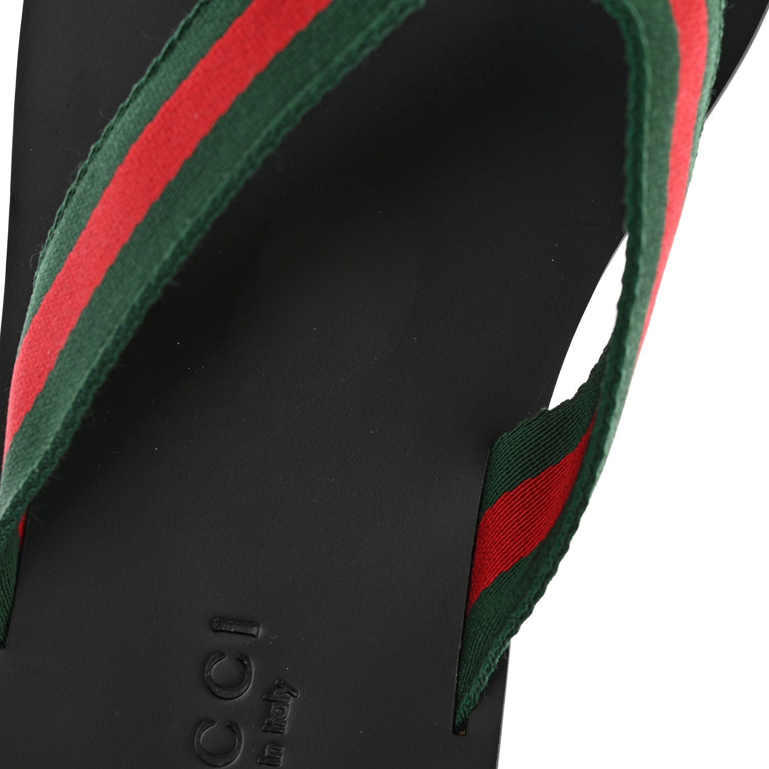 Gucci Nylon Calfskin Web Mens Thong Sandals 8 Green Red Black 11 of 18