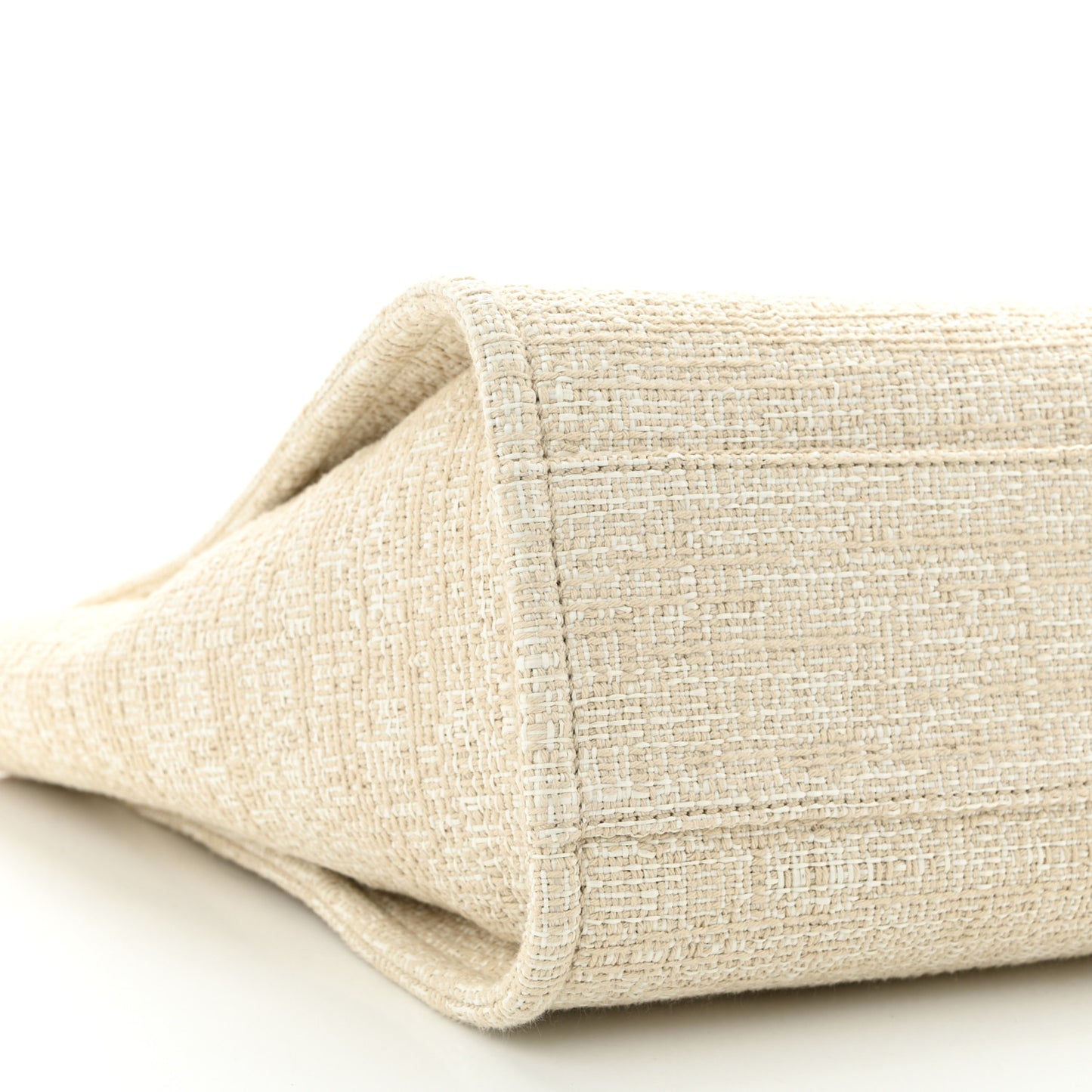 Lurex Boucle Small Deauville Tote Ivory