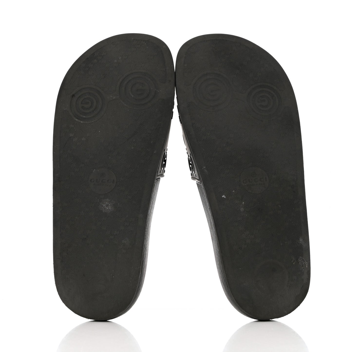 Rubber GG Monogram Perforated Womens Slide Sandals 37 Black