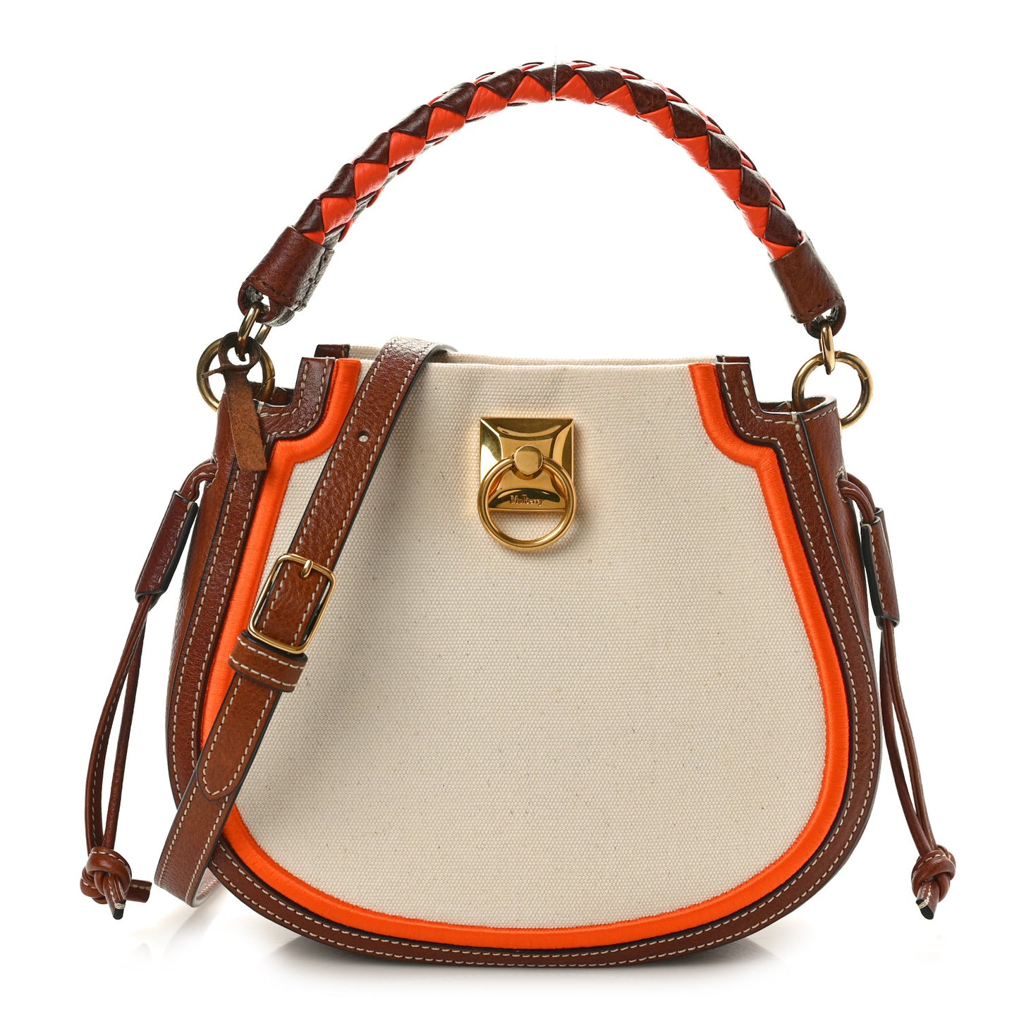 Canvas Calfskin Mini Iris Hobo Ecru Oak Orange