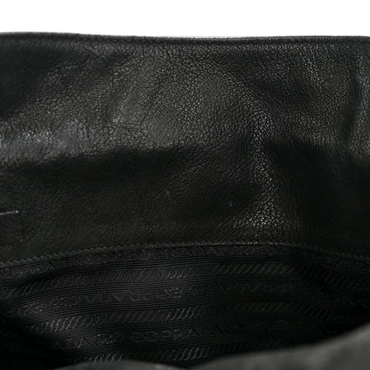 Prada Cervo Antik Easy A Foldover Pushlock Flap Shoulder Bag Black 11 of 15