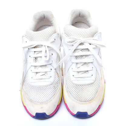 Chanel Suede Calfskin CC Sneakers 37 White Pink Green 8 of 14