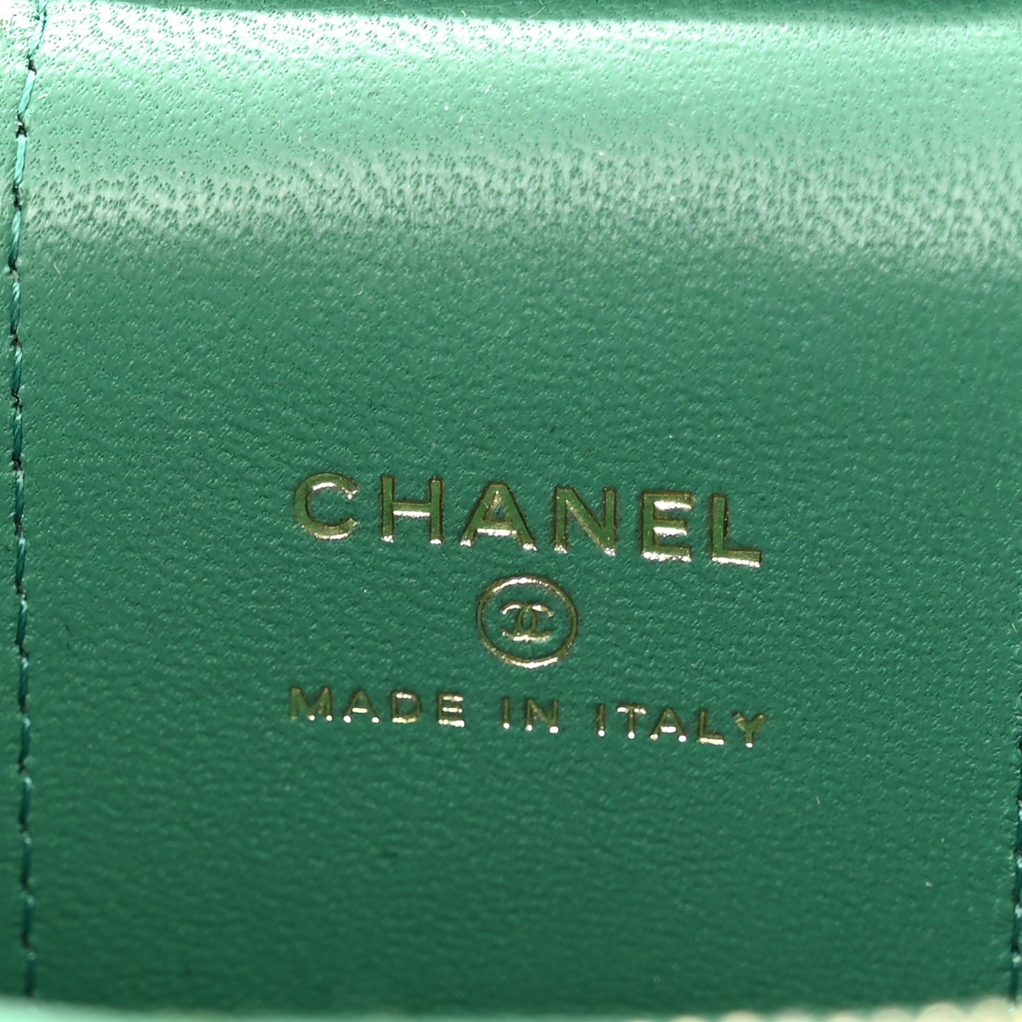 Lambskin Quilted Top Handle Mini Vanity Case With Chain Green