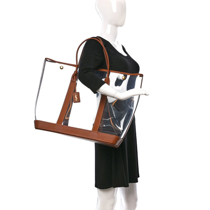 Saint Laurent Calfskin Vinyl Cabas Tote Brown 2 of 18