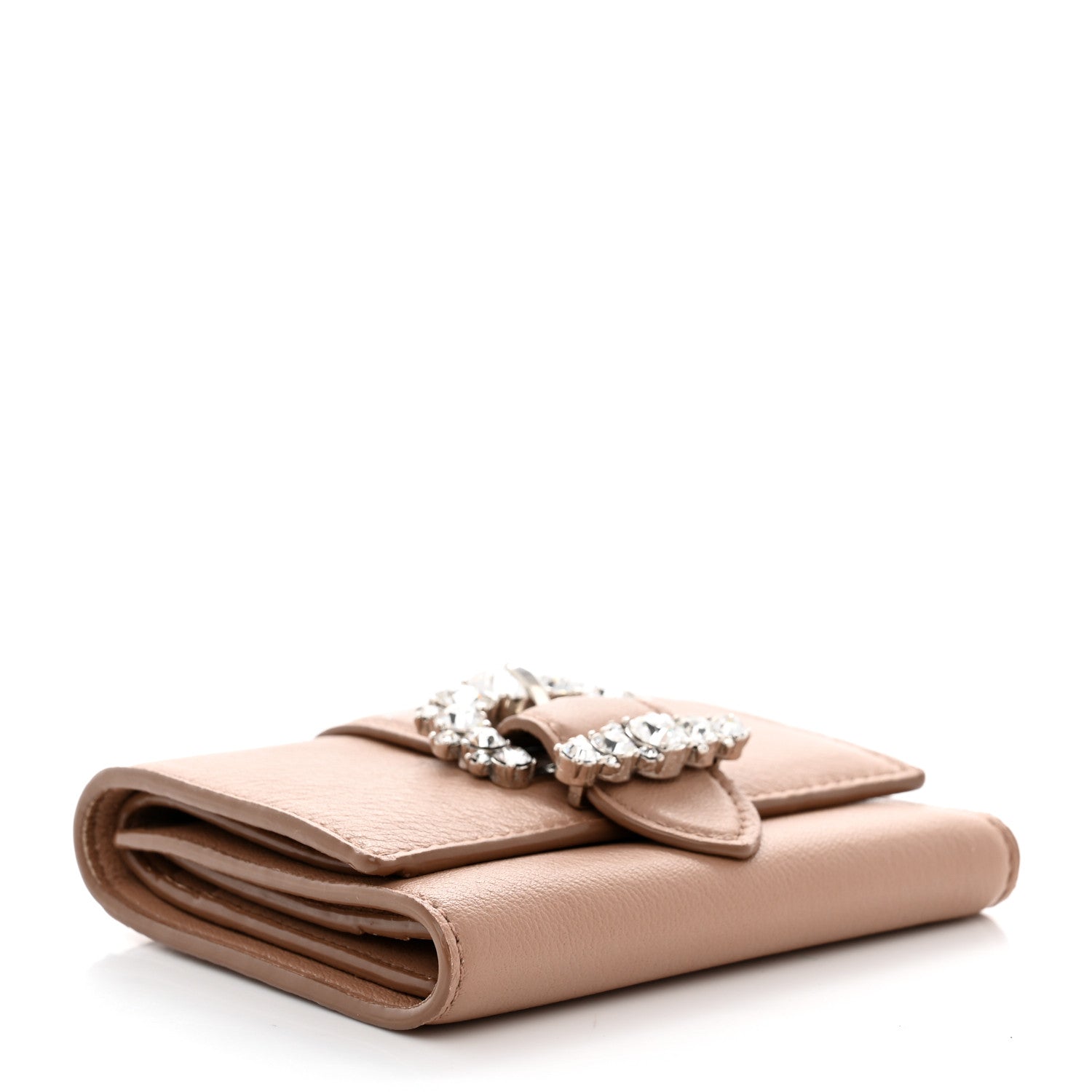 Jimmy Choo Calfskin Crystal Cheri Compact Wallet Powder Pink 4 of 8