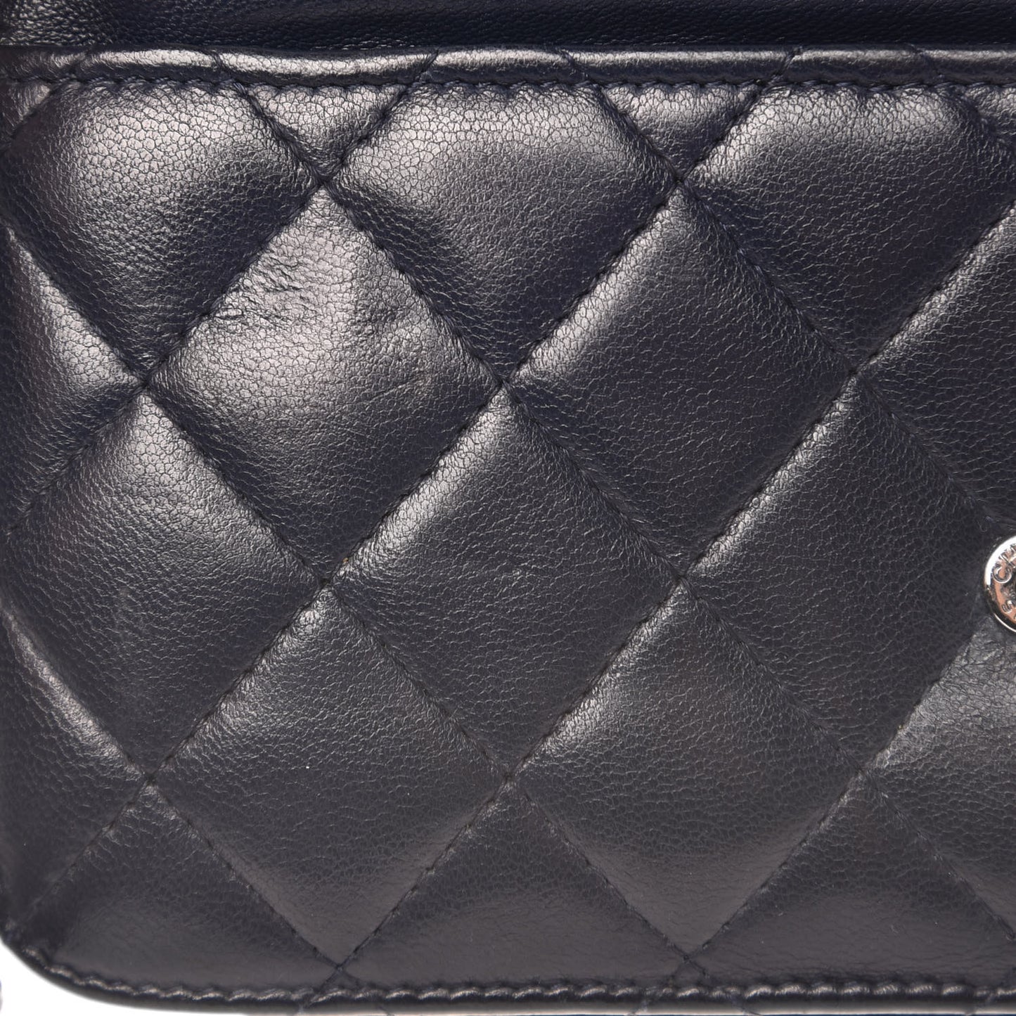 Lambskin Quilted Boy Wallet On Chain WOC Navy Blue