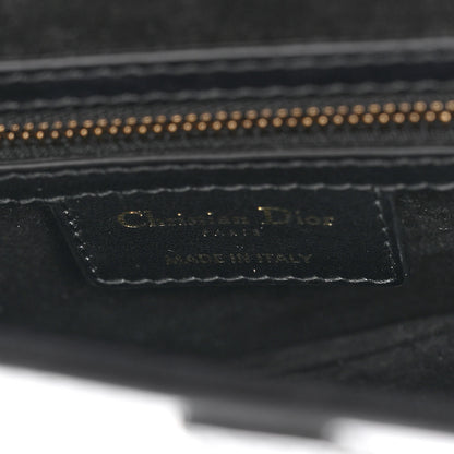 Christian Dior Calfskin Embroidered Saddle Bag Black White 6 of 9