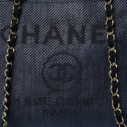 Chanel Mixed Fibers Calfskin Medium Deauville Tote Blue 7 of 11