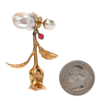 Christian Dior Pearl Flower Earring Gold 2 of 4