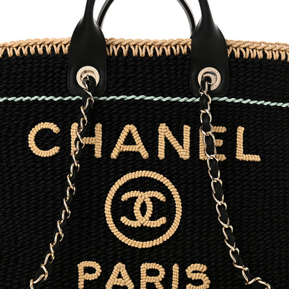 Chanel Cotton Crochet Large Deauville Tote Black Beige 9 of 11