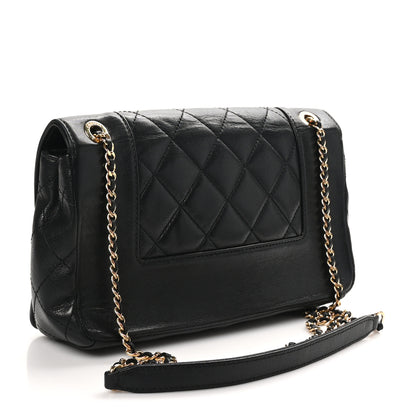 Chanel Sheepskin Quilted Medium Vintage Mademoiselle Flap Black 2 of 10