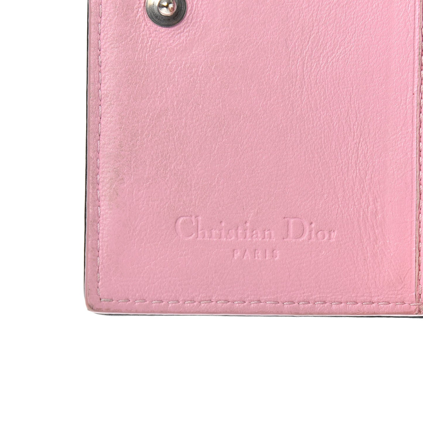 Lambskin Cannage Bi-Color Small Lady Dior Flap Card Holder Black Pink