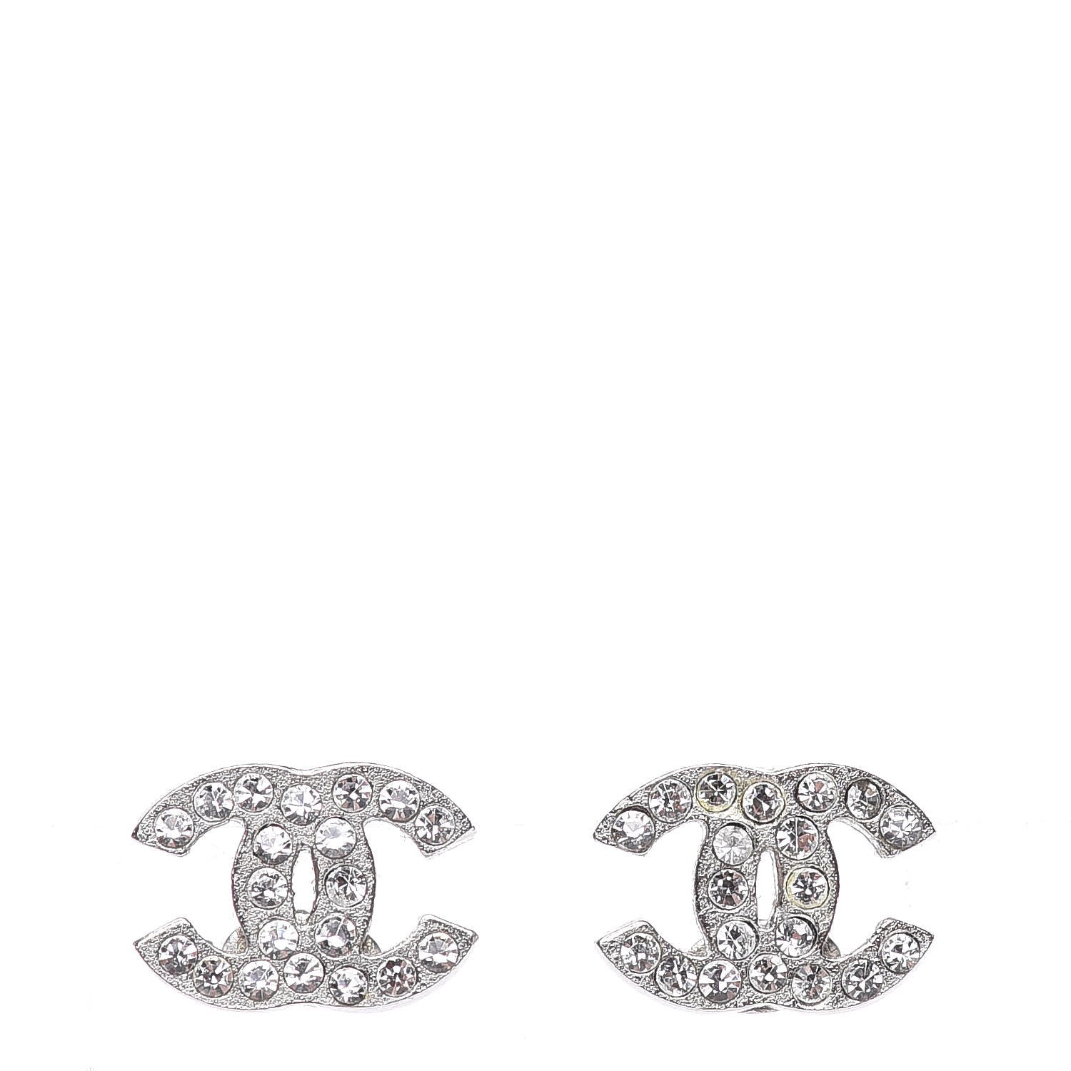Chanel Crystal Mini Timeless CC Earrings Silver 1 of 5
