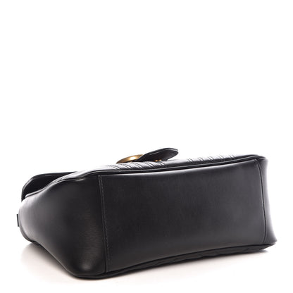 Gucci Calfskin Matelasse Small GG Marmont Top Handle Shoulder Bag Black 4 of 9
