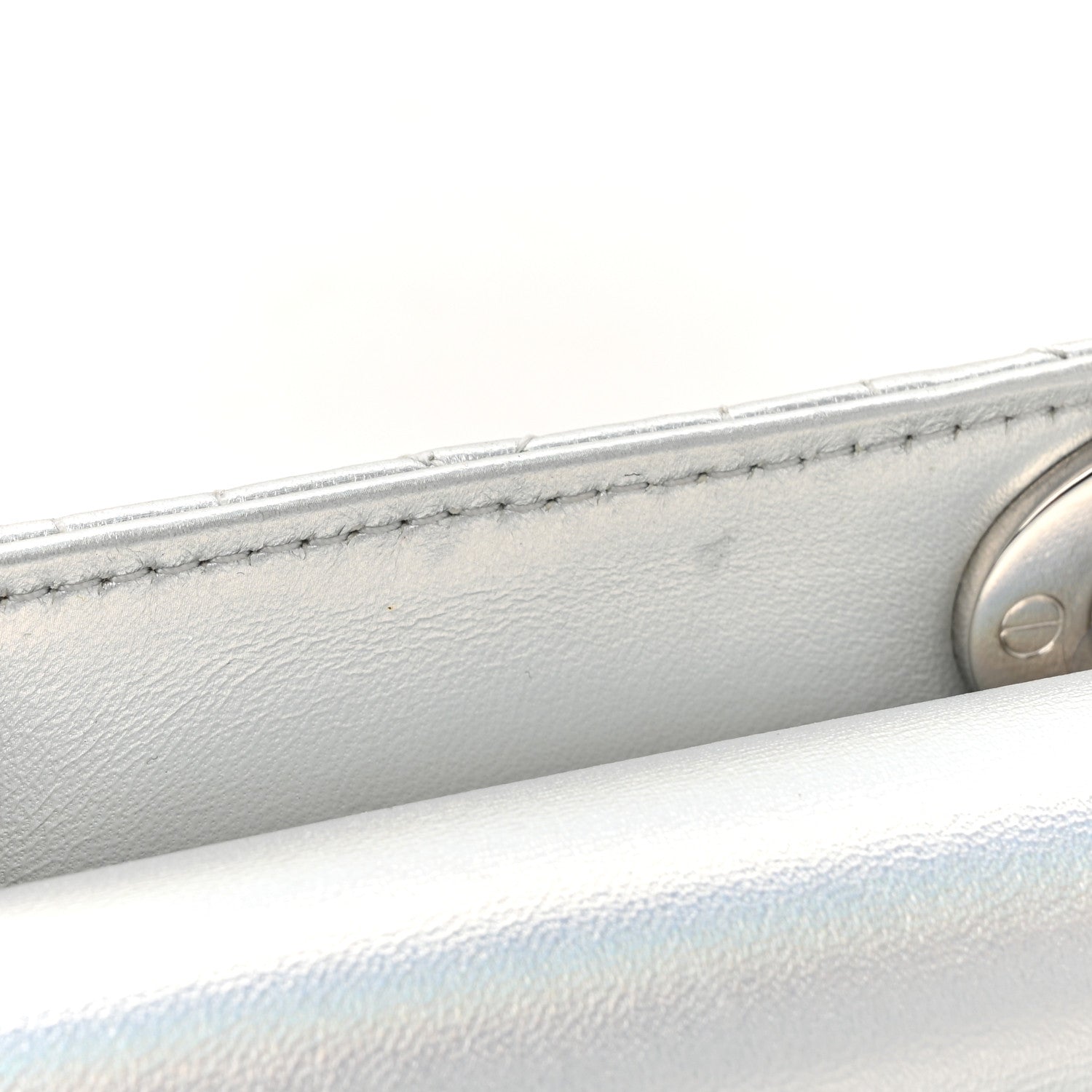 Christian Dior Metallic Lambskin Cannage Medium Lady D-Joy Silver 10 of 11
