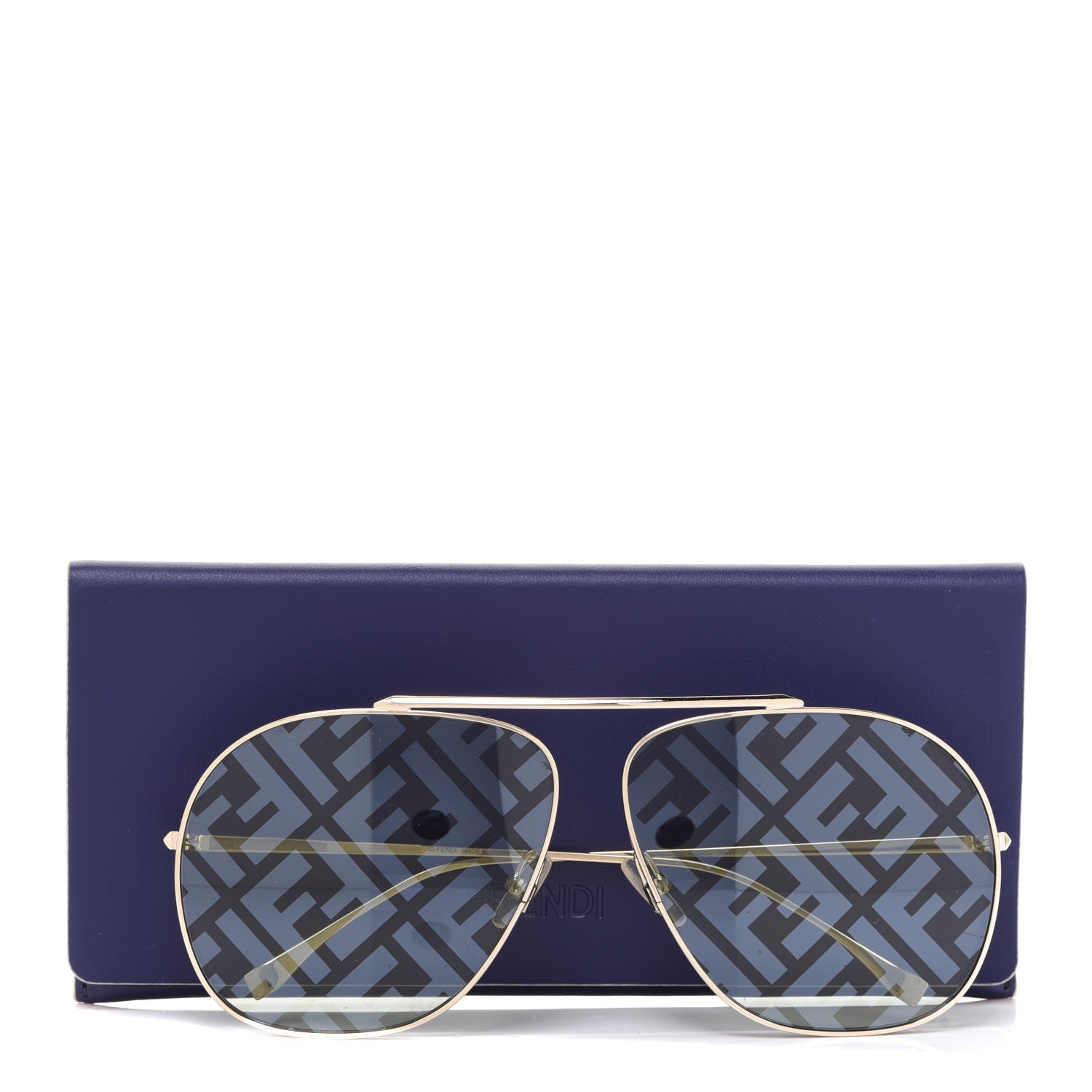 Fendi Metal Fendi Forever Aviator Sunglasses FF0407/G/S Gold 7 of 7
