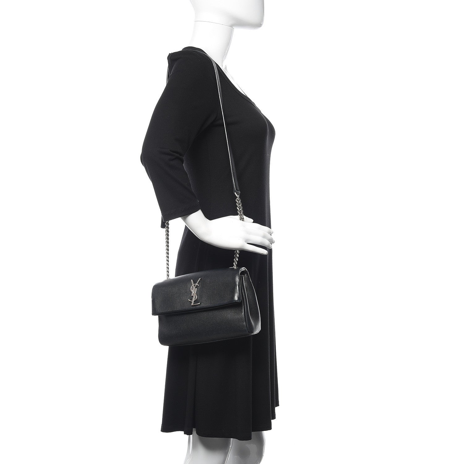 Saint Laurent Grain De Poudre Small West Hollywood Monogram Fold-Over Bag Black 2 of 14