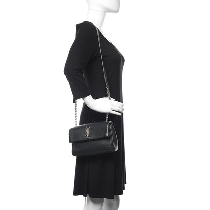 Saint Laurent Grain De Poudre Small West Hollywood Monogram Fold-Over Bag Black 2 of 14