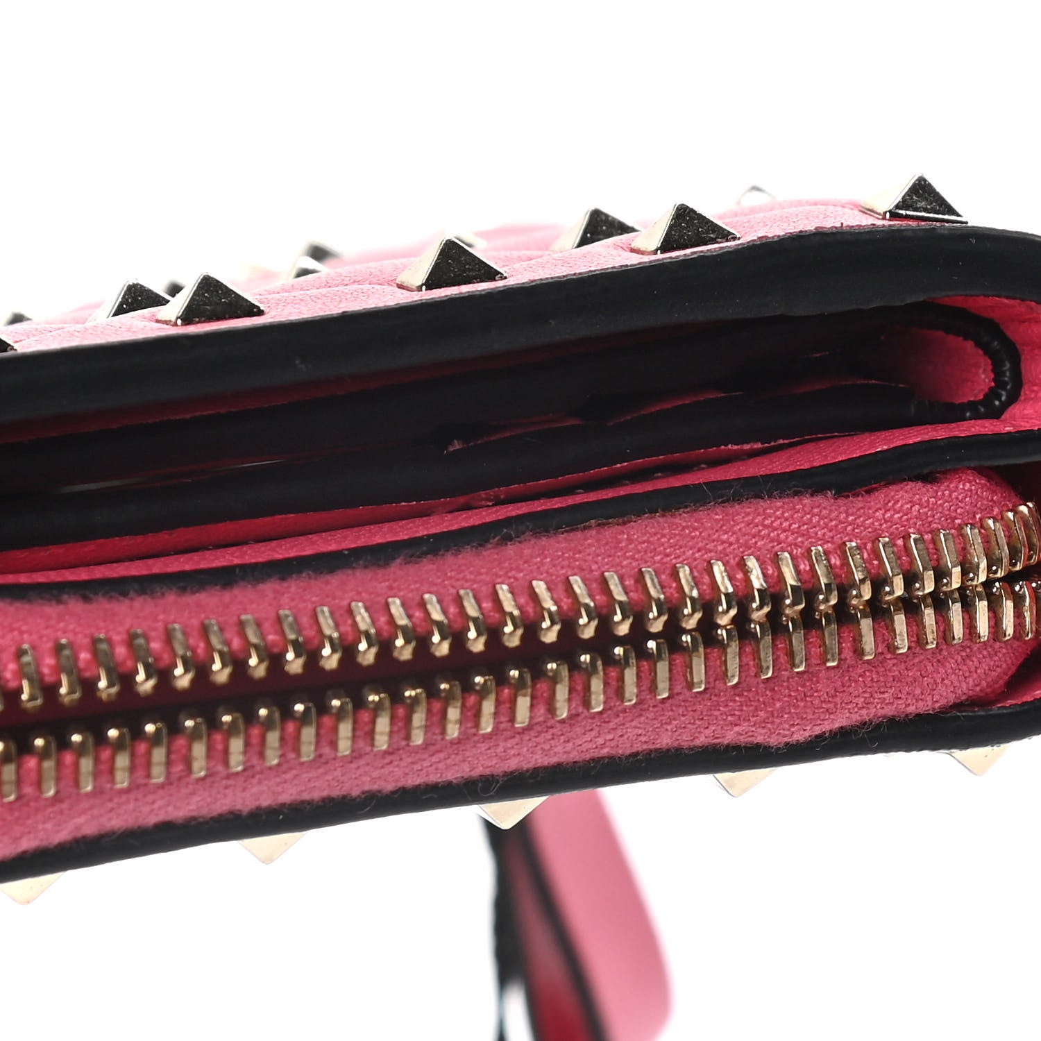 Valentino Garavani Nappa Rockstud Spike Compact Zip Around Wallet Shadow Pink 10 of 23