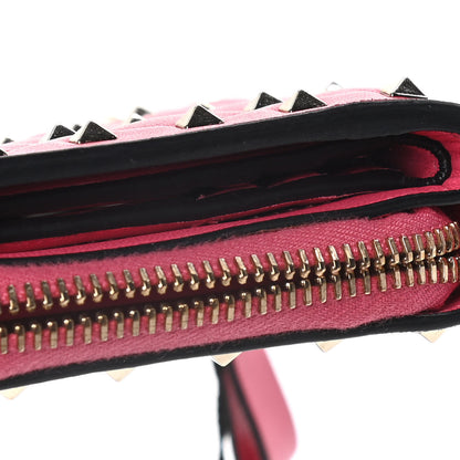 Valentino Garavani Nappa Rockstud Spike Compact Zip Around Wallet Shadow Pink 10 of 23