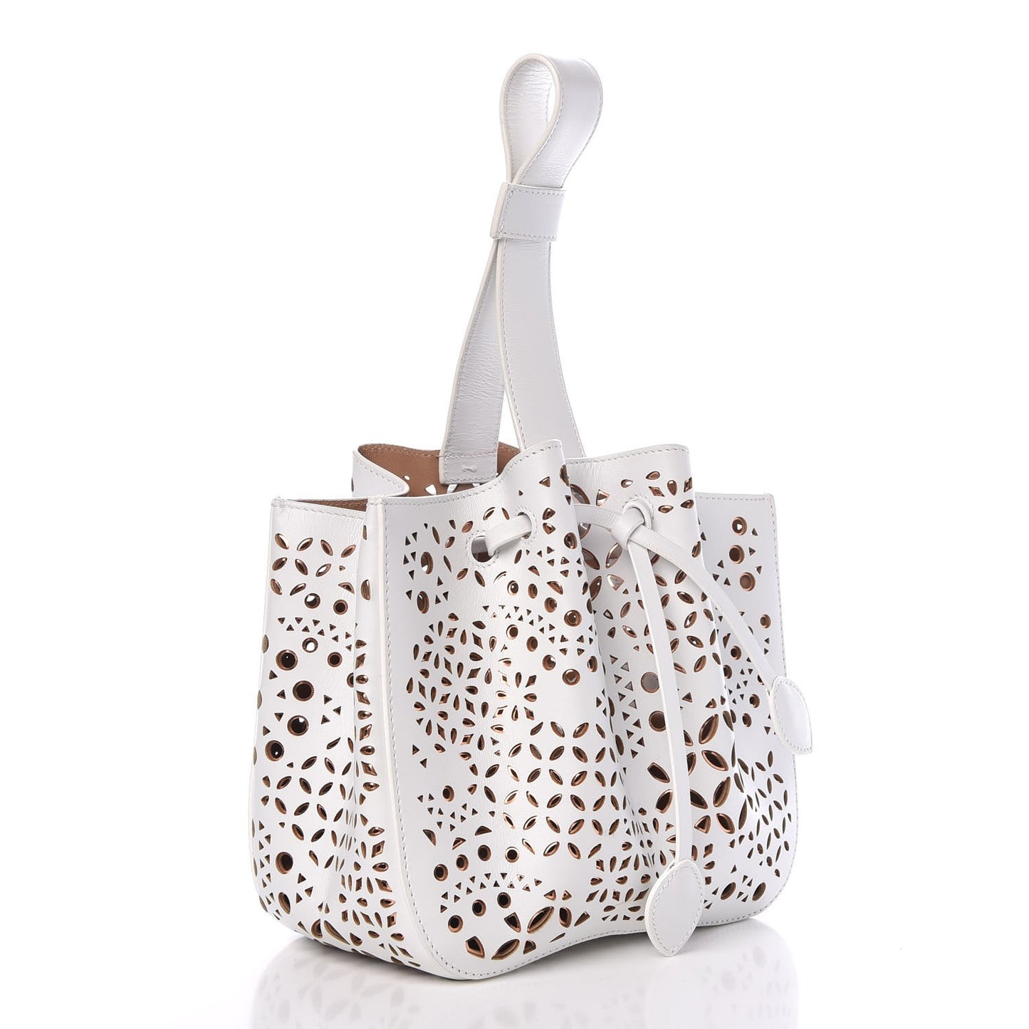 Lux Calfskin Laser Cut Rose-Marie 19 Bag White