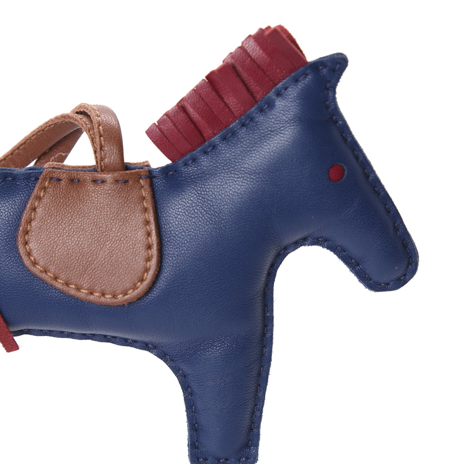 Hermes Milo Lambskin Grigri Rodeo Bag Charm PM Bleu de Malte Rubis Fauve 7 of 7