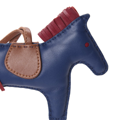 Hermes Milo Lambskin Grigri Rodeo Bag Charm PM Bleu de Malte Rubis Fauve 7 of 7