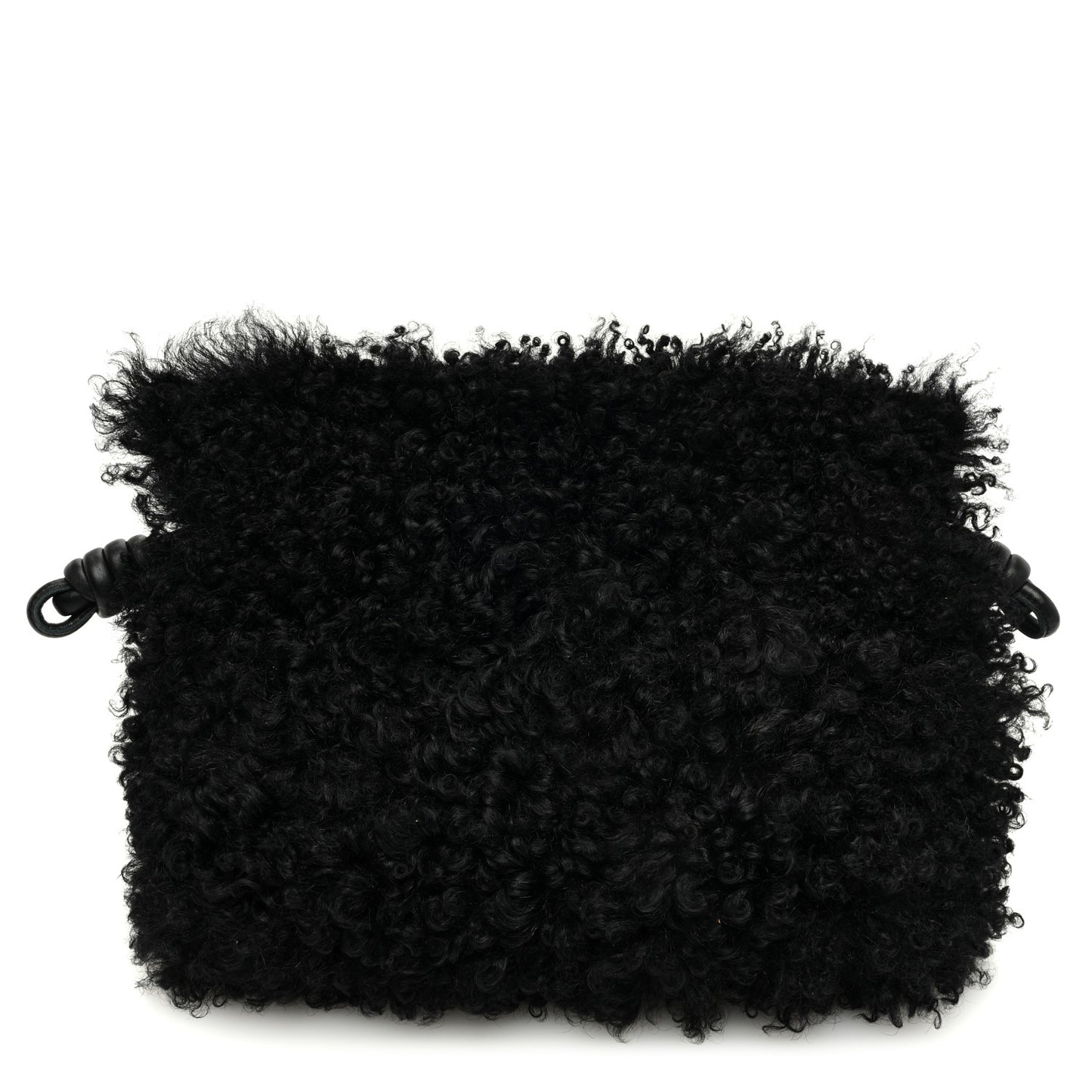 Nappa Shearling Flamenco Knot Clutch Black