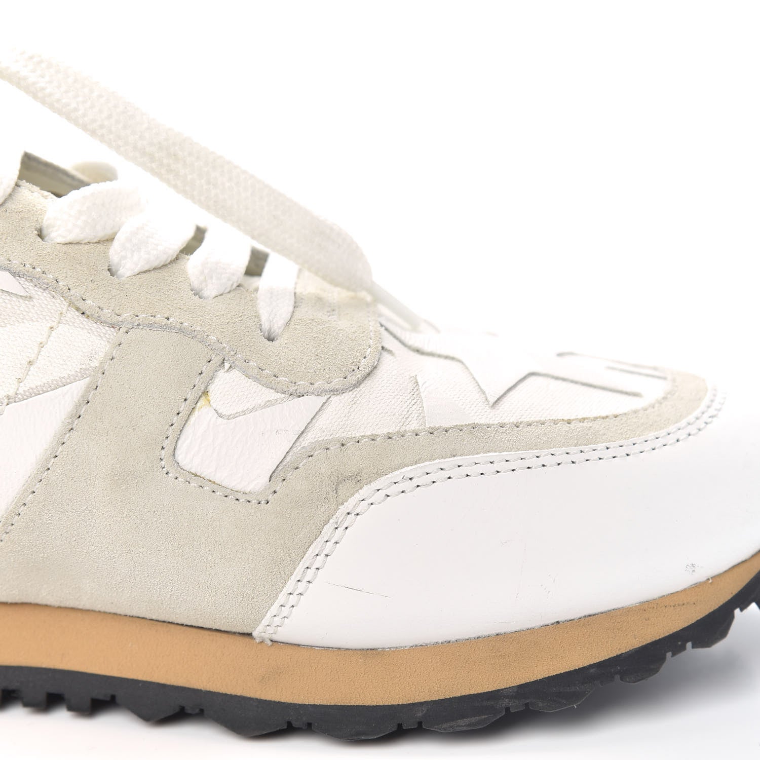 Valentino Garavani Fabric Suede Camustars Womens Rockrunner Sneakers 38 White 9 of 12