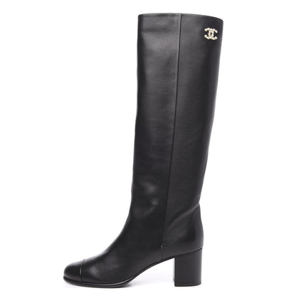 Chanel Calfskin CC High Boots 40 Black 1 of 6