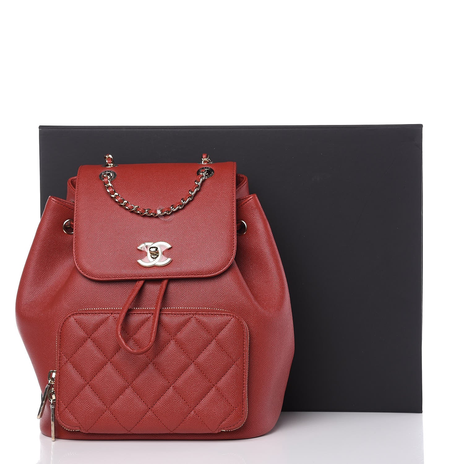 Chanel Caviar Quilted Business Affinity Backpack Dark Red 11 of 11