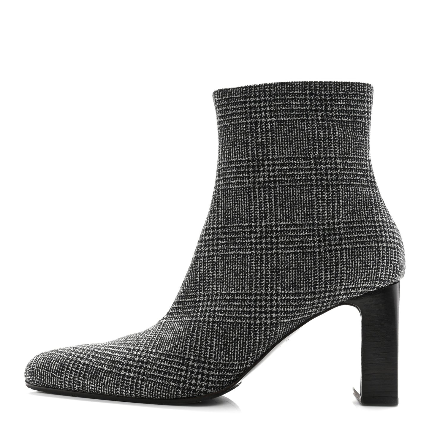 Wool Plaid Ankle Boots 41 Black White