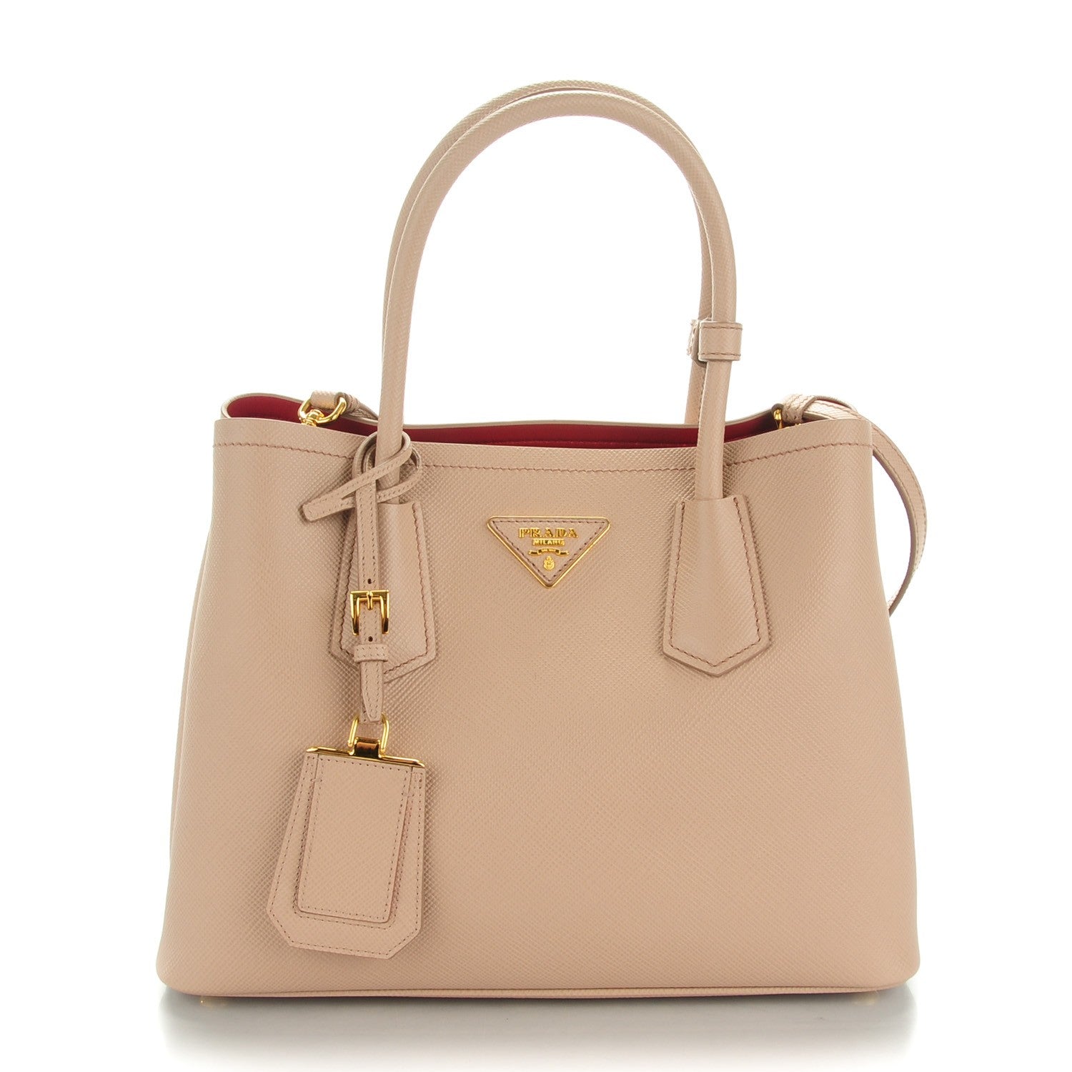 Prada Saffiano Cuir Small Double Bag Cammeo Fuoco 1 of 7