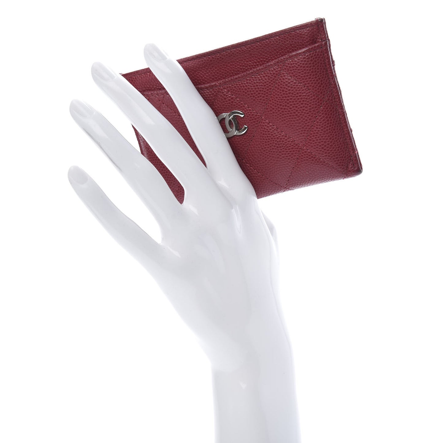 Caviar Quilted Card Holder Dark Pink
