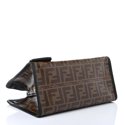Fendi Glazed Fabric Vitello Century FF 1974 Stamp Patch Mini Peekaboo Defender Cover Mogano Panna Black 3 of 4
