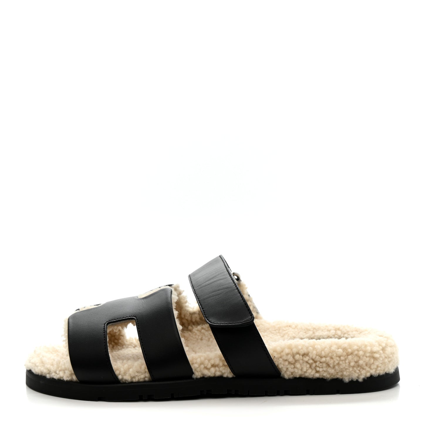 Calfskin Woolskin Womens Chypre Sandals 39 Black Ecru