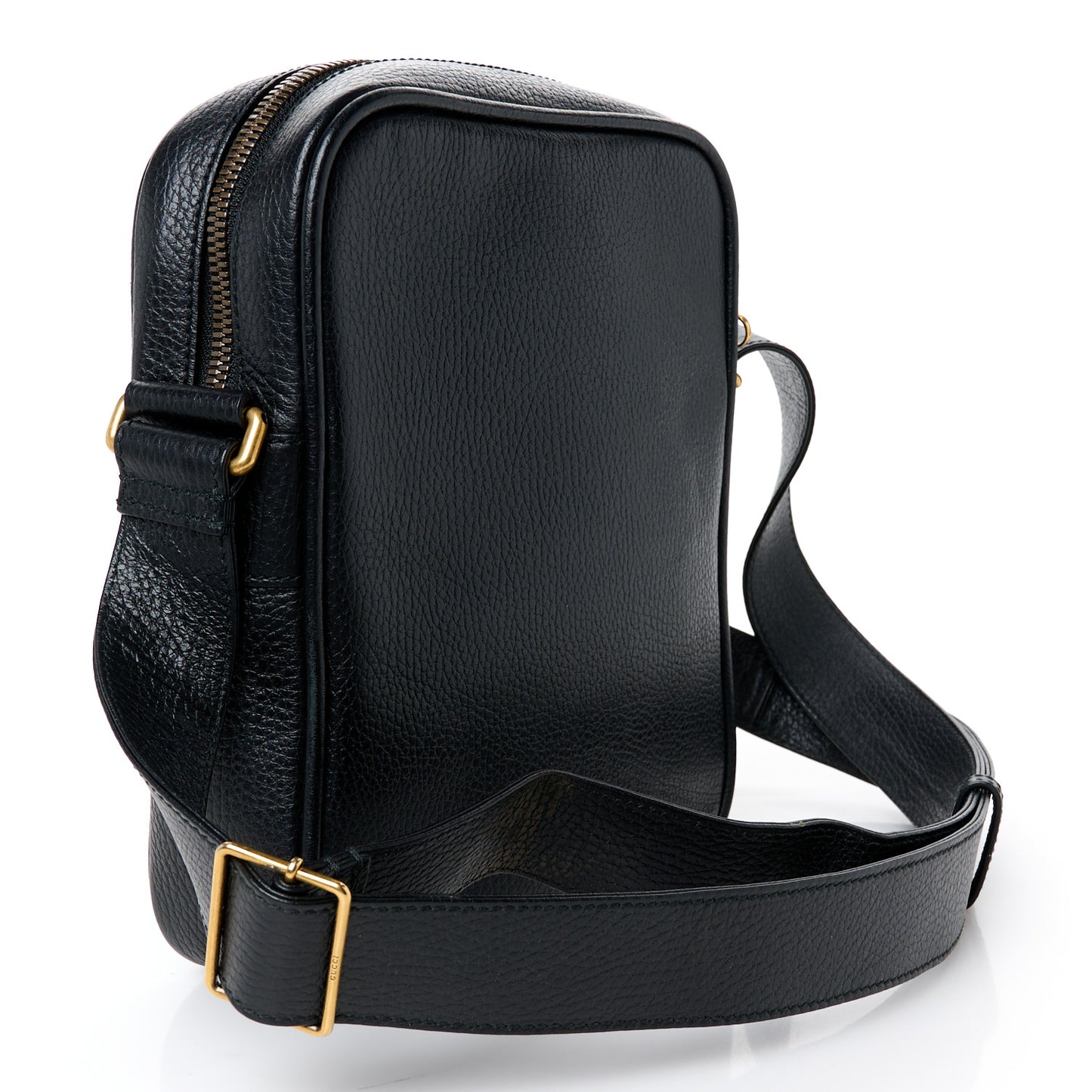 Grained Calfskin Logo Messenger Bag Black