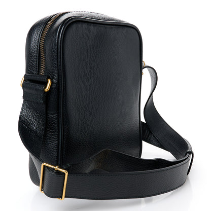 Gucci Grained Calfskin Logo Messenger Bag Black 3 of 12