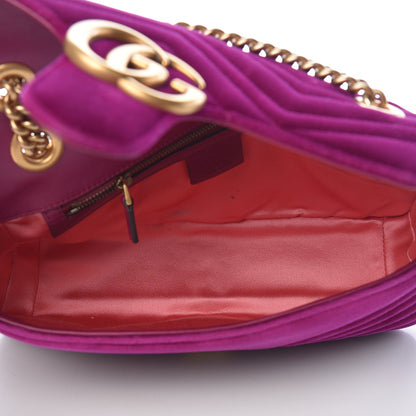 Gucci Velvet Matelasse Small GG Marmont Shoulder Bag Fuchsia Violet Cyclamen 5 of 18