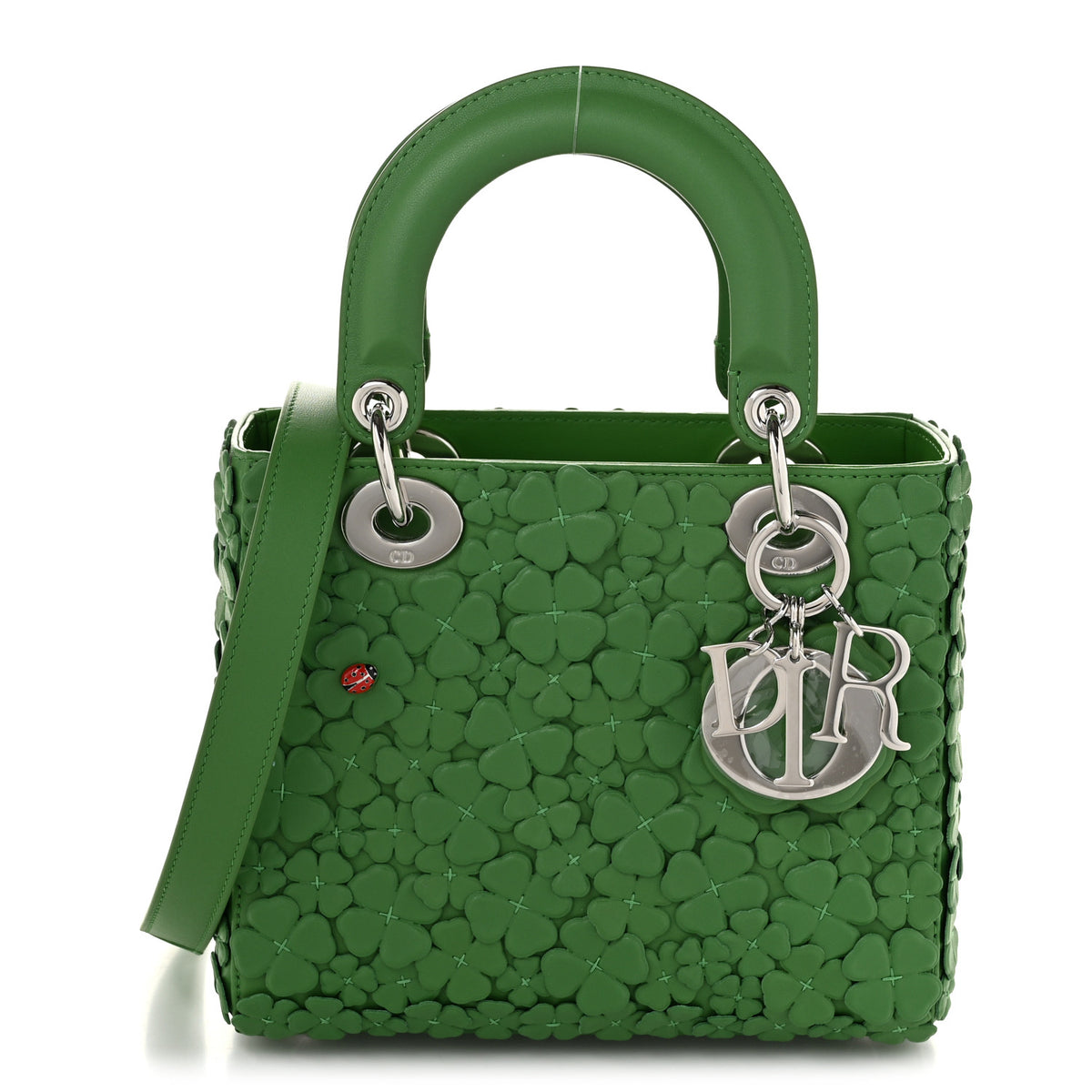 Lambskin Clover Allover Embroidered Mini Lady Dior Lucky Green