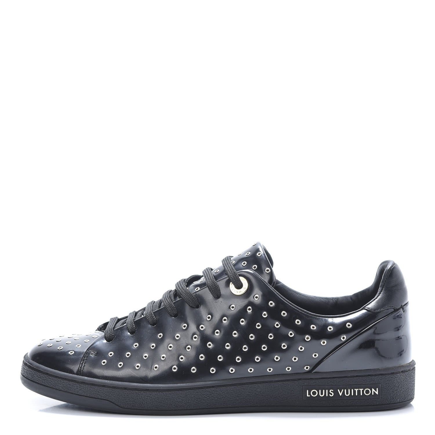 Louis Vuitton Patent Calfskin Studded Frontrow Sneakers 38 Black 1 of 9
