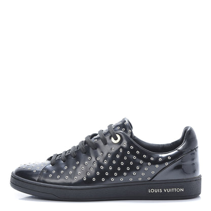 Louis Vuitton Patent Calfskin Studded Frontrow Sneakers 38 Black 1 of 9