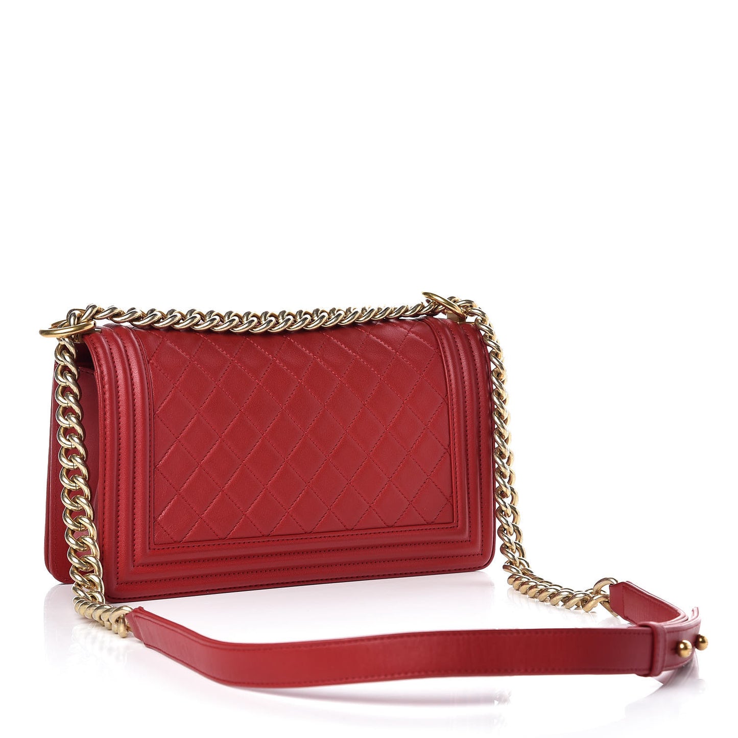 Lambskin Quilted Medium Boy Flap Red