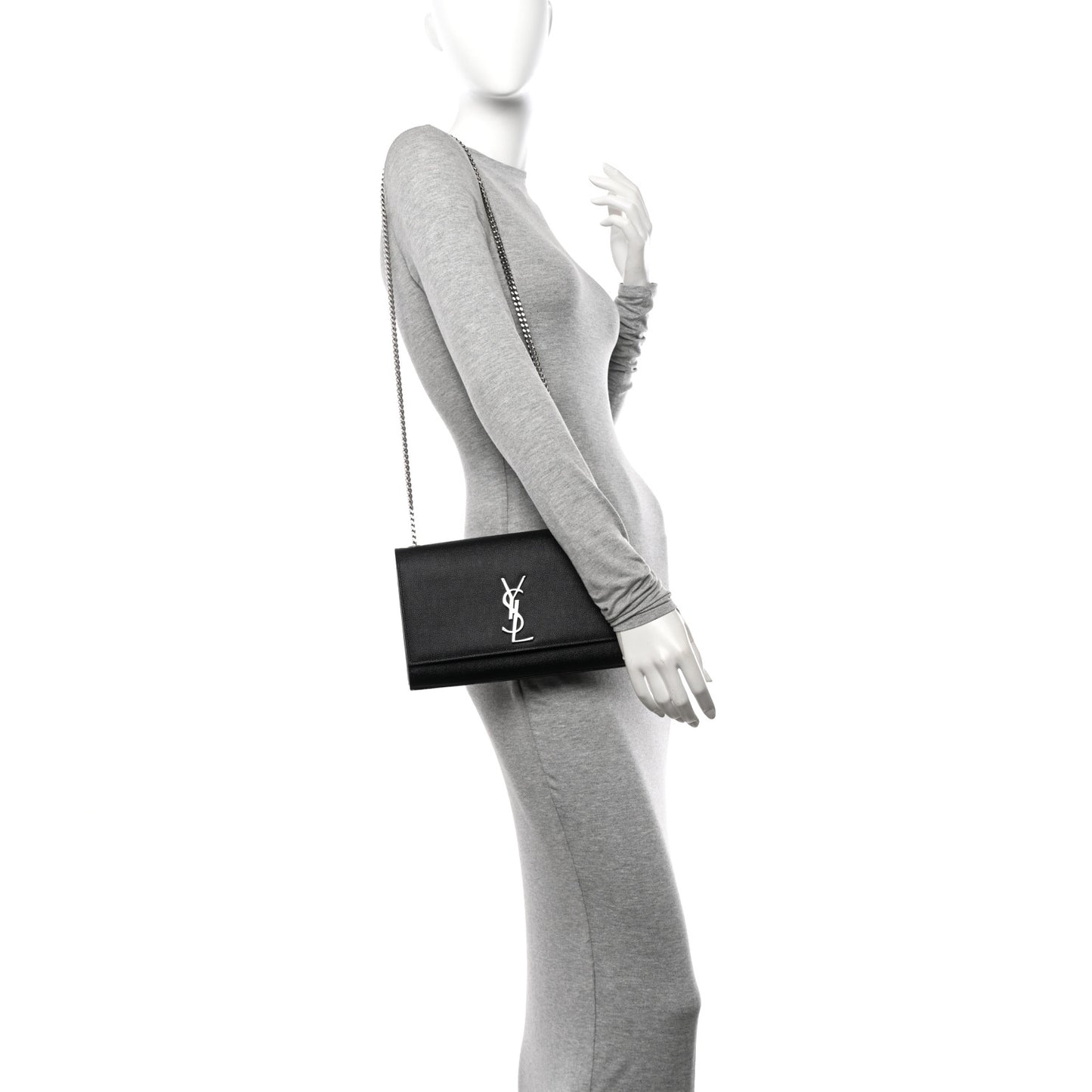 Grain De Poudre Medium Classic Monogram Kate Satchel Black