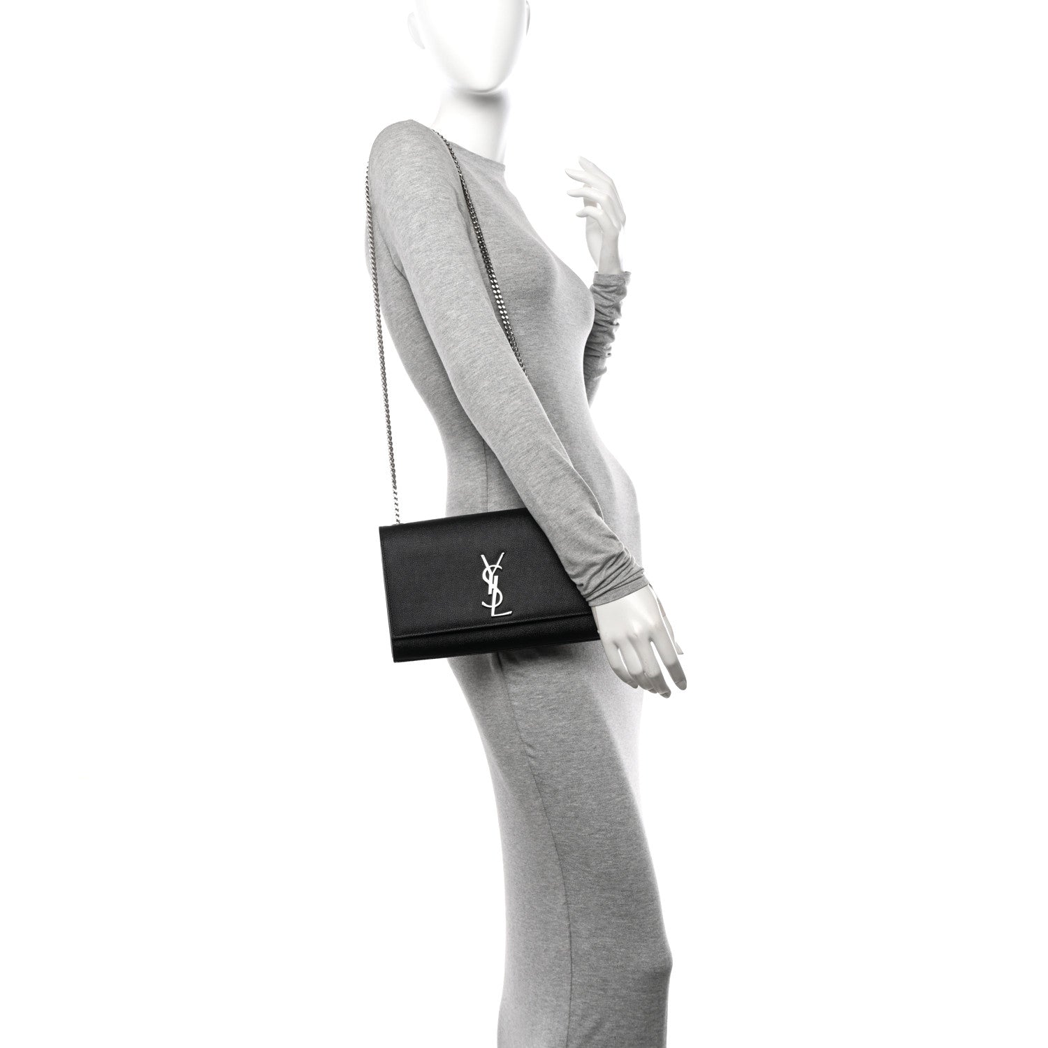 Saint Laurent Grain De Poudre Medium Classic Monogram Kate Satchel Black 3 of 10