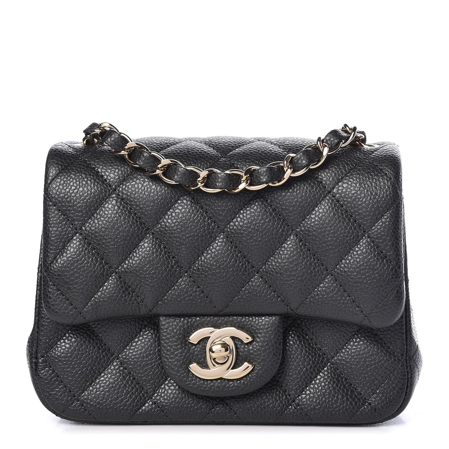 Caviar Quilted Mini Square Flap Dark Grey