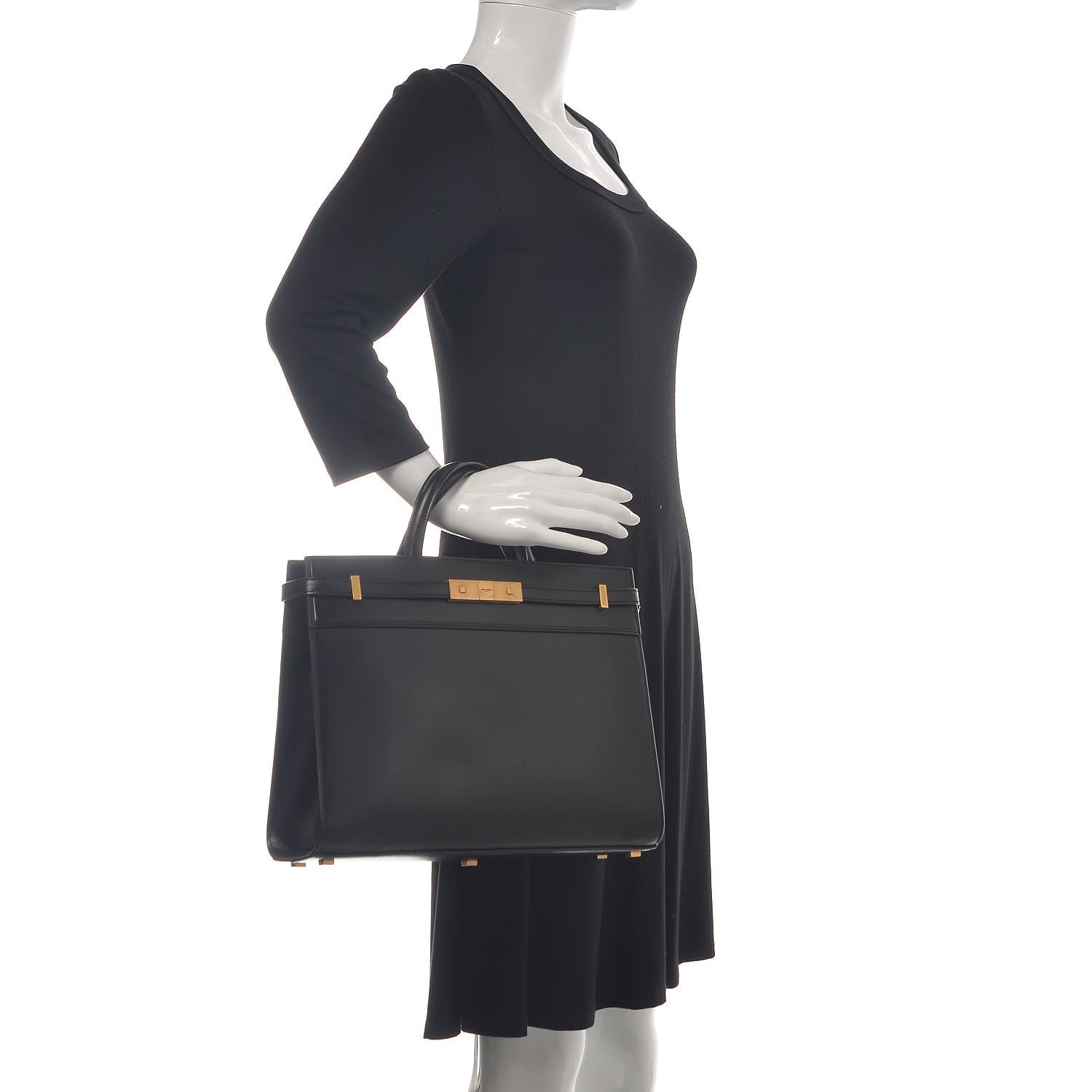 Saint Laurent Calfskin Small Manhattan Shopper Tote Black 2 of 11