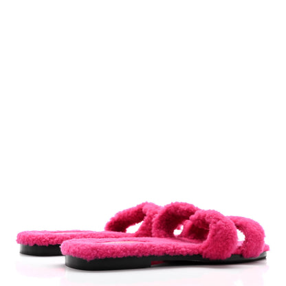 Hermes Woolskin Oran Sandals 38 Rose Fuchsia 4 of 8