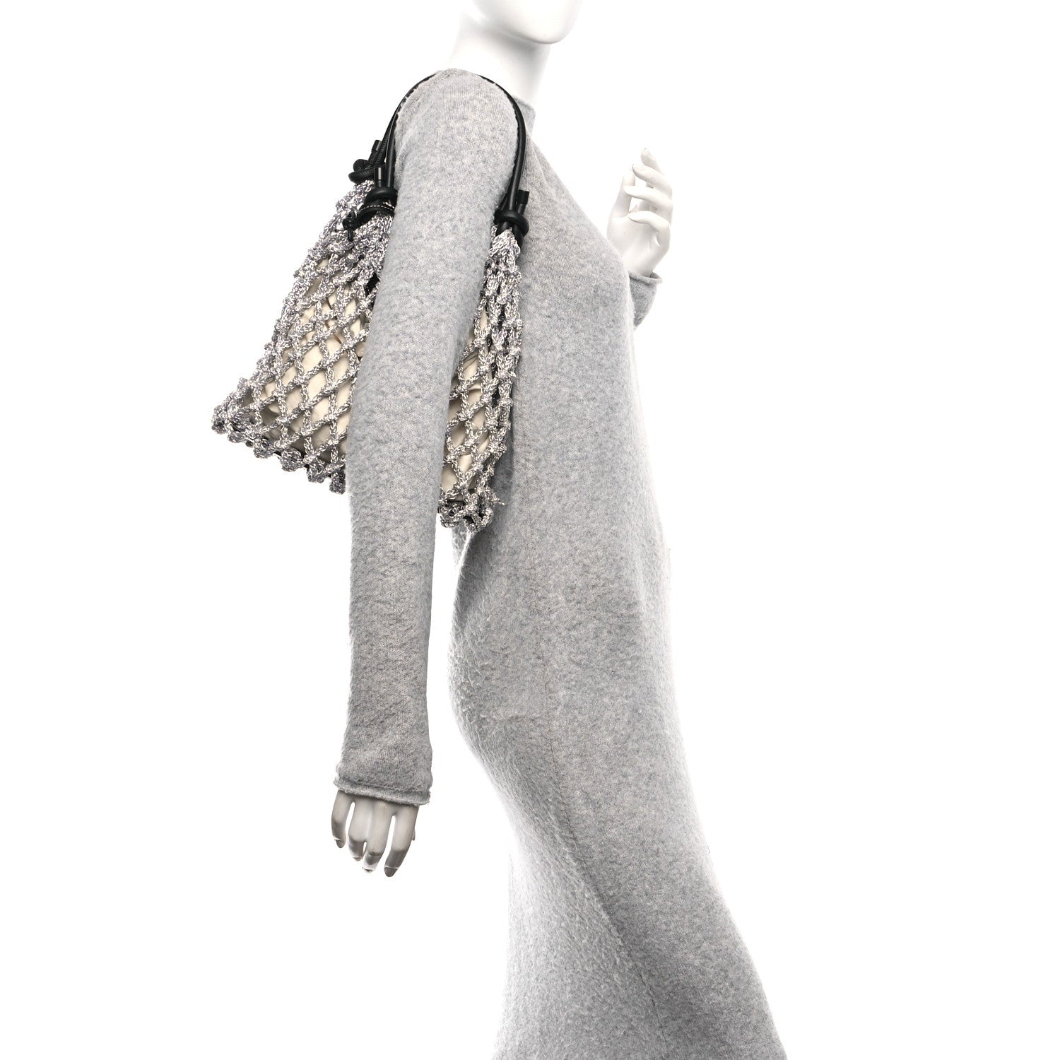 3.1 Phillip Lim Metallic Faux Leather Macrame Mini Sac Bag Silver 2 of 11